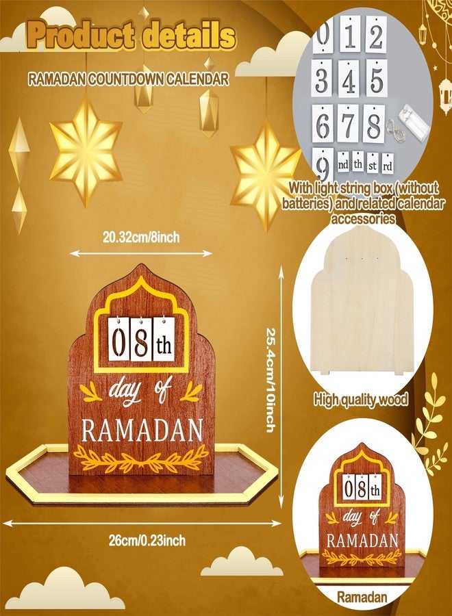 تقويم رمضان من سيلووي، تقويم خشبي للعد التنازلي، زينة منزلية، 30 يومًا حتى عيد الفطر 2025، هدية رمضانية، زينة إسلامية، ديكور رمضان والعيد - Image 3